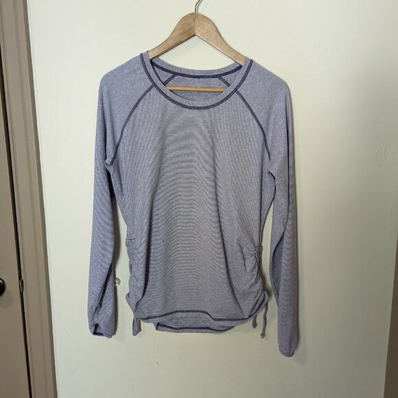 Lucy Tech Dashing Stripes Long Sleeve Top Thumb Hole Activewear - Picture 2 of 5